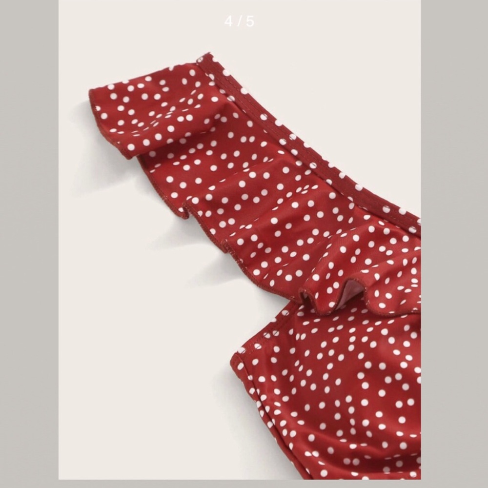 NWOT Red & White Polka Dot Bikini (Top Only) - Picture 5 of 5